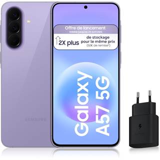 Samsung Galaxy A57 5G - 128 Go Lavande + Chargeur 25W