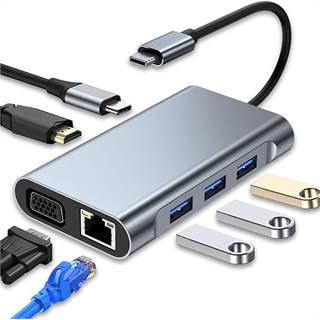 Hub USB C 7-en-1 4K HDMI VGA RJ45 100W PD - SZPACMATE