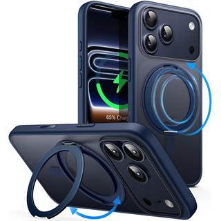 Coque iPhone 17 Pro Max JETech Anneau Rotatif 360° - Bleu Intense