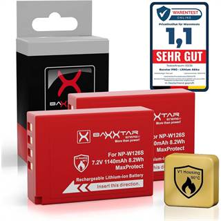 Baxxtar MaxProtect NP-W126s - Batterie Rechargeable 7.2V 1140mAh (2-Pack)