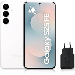 Samsung Galaxy S25 FE - Smartphone 5G avec Galaxy AI (128 Go, Blanc) + Chargeur Rapide 25W Offert