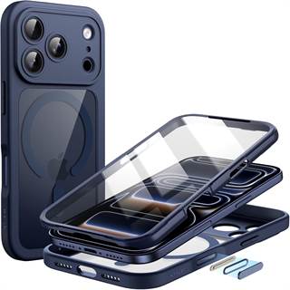 Coque JETech iPhone 17 Pro - Protection 360° Verre Trempé MagSafe Bleu