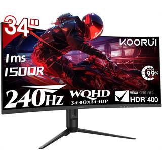 KOORUI Moniteur Gaming 34" incurvé 1500R WQHD 240 Hz HDR400