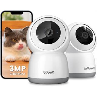 ieGeek 2K Caméra Surveillance WiFi Intérieur 360° - Double Bande 2.4G/5GHz, Détection AI, Alexa