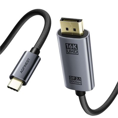 Câble USB‑C ↔ DisplayPort 2.1 80 Gbps, 2 m – UHBR20, 16K@60Hz