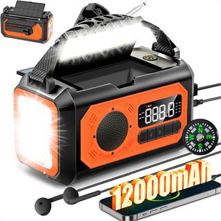 Wholede H17 : Radio Solaire AM/FM d'Urgence 12000mAh pour Camping et Outdoor