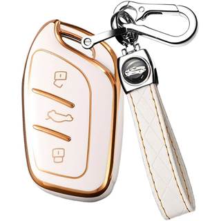 Coque de clé ontto pour MG et Roewe - Étui silicone TPU 3 boutons - Beige