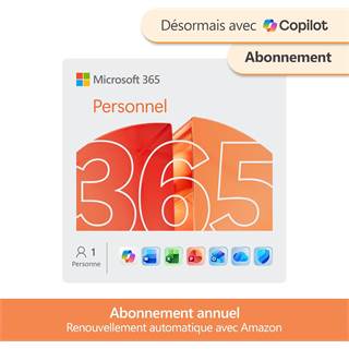 Microsoft 365 Personnel | 12 mois | 1 utilisateur | Apps Office avec IA + 1To OneDrive