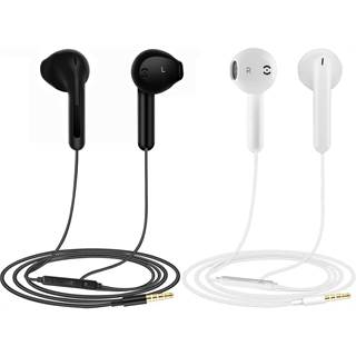 2 Écouteurs Filaires Intra-Auriculaires avec Microphone - Pack Noir et Blanc