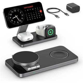 Photo Chargeur Sans Fil 3-en-1 KEEPRO Mag-Safe Pliable pour iPhone, Apple Watch et AirPods - 32,99 EUR