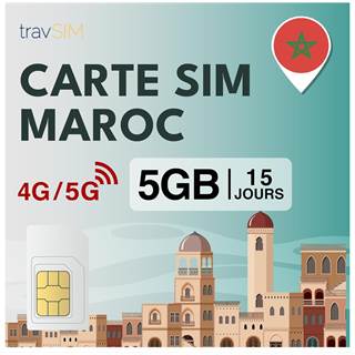 Photo travSIM Carte SIM Maroc – 5 Go Internet Mobile 4G/LTE, 15 Jours - 16,99 EUR