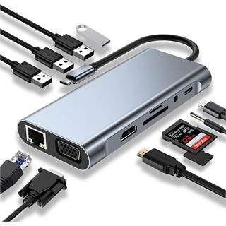 Photo Hub USB-C 11-en-1 Ultra Complet : 4K HDMI, VGA & Ethernet - 24,22 EUR