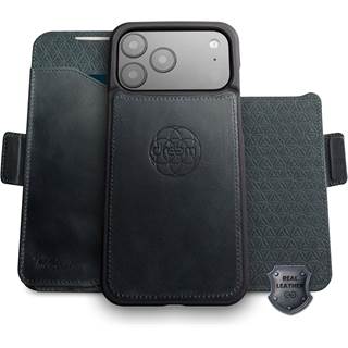Photo Coque Dreem iPhone 17 Pro Max Cuir Vritable Support Magntique RFID Bleu Graphite - 80,00 EUR