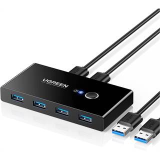 UGREEN Commutateur USB 3.0 KVM 2 Entrées / 4 Sorties avec Câbles Inclus