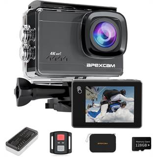 Action Cam 4K 60FPS Apexcam M90+ - Stabilisation EIS, 64MP, Étanche