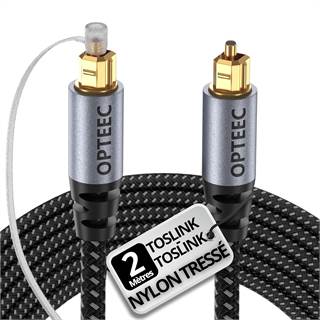 Câble Optique Audio Toslink 2M OPTEEC - Nylon Tressé avec Connecteurs Plaqué Or