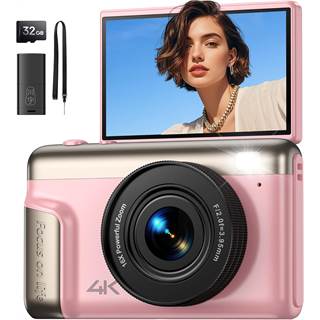 Appareil Photo Numérique 4K 64MP Compact Rose - Zoom 16X