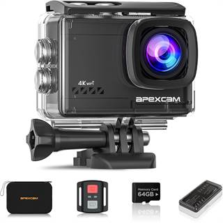 Apexcam Caméra Sport 4K 60fps - Étanche 40m, WiFi, 64Go inclus