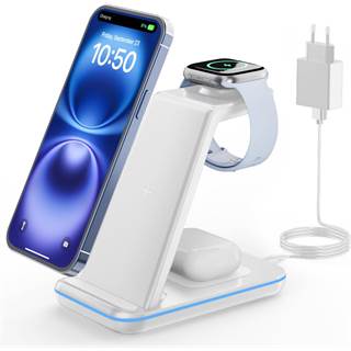 Station de Charge 3 en 1 GEEKERA Qi - Blanc
