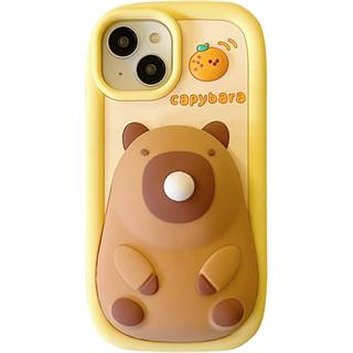 Coque iPhone 14 Pro Max Capybara Bulles Kawaii 3D Silicone avec Porte-clés