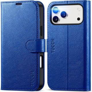 Coque iPhone 17 Pro Max TUCCH - Portefeuille RFID Antichoc Bleu Saphir