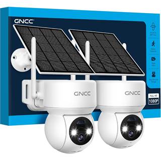 Caméra Surveillance Extérieure WiFi GNCC 2PCS + Panneau Solaire
