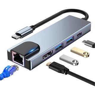 Hub USB C 5 en 1 SZPACMATE : HDMI 4K, Ethernet RJ45, USB 3.0, PD 100W