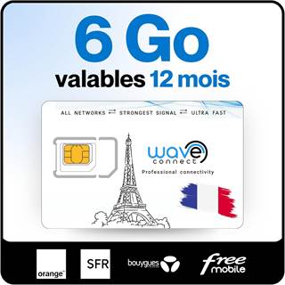 SIM Données France 6 Go - 12 Mois - 4G/5G Wave Connect