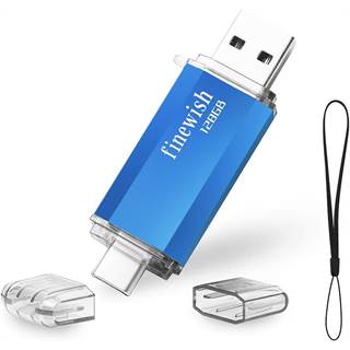 Clé USB 128 Go 2-en-1 USB-C et USB-A Geweo Bleue - OTG Android