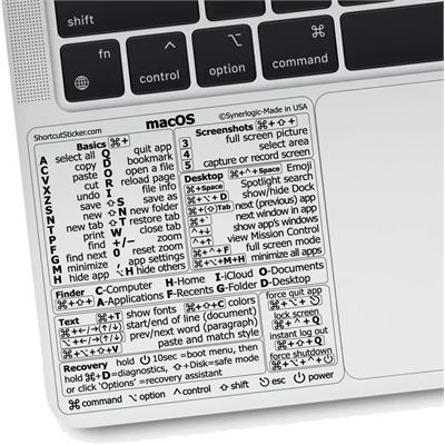 Lot de 2 autocollants MacBook – Raccourcis clavier vinyle
