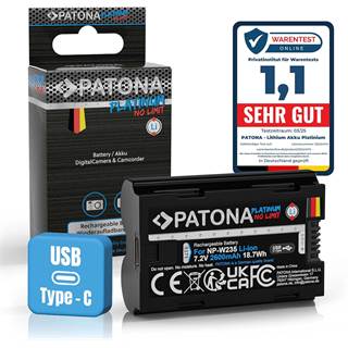 PATONA NP-W235 Batterie Lithium 2600mAh USB-C pour Fujifilm