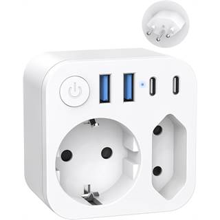 Adaptateur de Voyage Allemagne-Suisse avec 4 USB et 2 USB-C