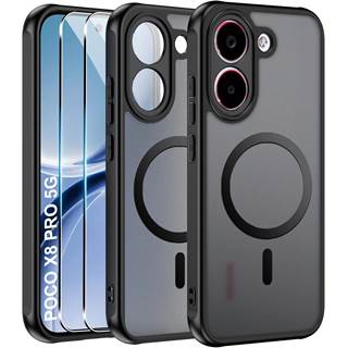 Coque Effcotuo MagSafe pour POCO X8 Pro 5G | Silicone + PC Givré + Verre Trempé | Anti-Chute Etanche