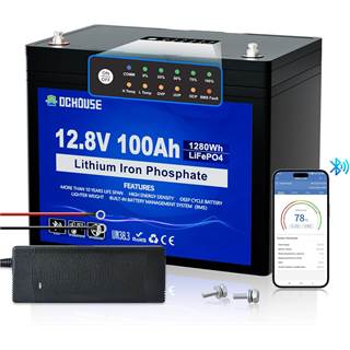 Photo Batterie LiFePO4 DCHOUSE 12V 100Ah - Bluetooth & Chargeur Inclus - 59,99 EUR
