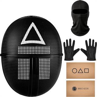 Balinco Masque The Game + cagoule + gants noirs + carte jeu Halloween Carnaval