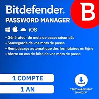 Bitdefender Password Manager 2026 | 1 an | 1 utilisateur | PC Mac Smartphone