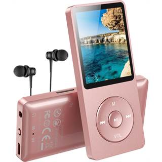 AGPTEK Mp3 Classique 16Go – Autonomie 70 h, Écran 1,8″ Or Rose