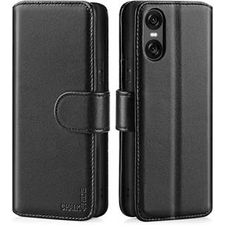CHALK & HIDE - Étui Portefeuille en Cuir Vritable Sony Xperia 10 VI (2024) avec Protection RFID et Support Intégré - Noir