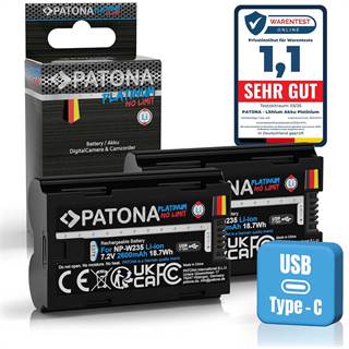 PATONA 2X Batterie NP-W235 2600mAh USB-C pour Fuji