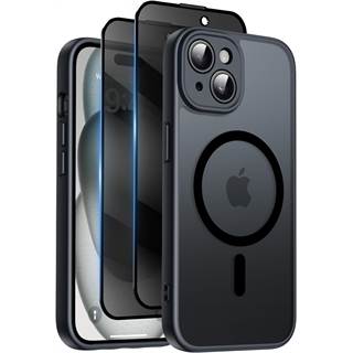 Photo Coque magnétique Qasyfanc pour iPhone 15 – Verre trempé anti-espion, noir - 9,49 EUR