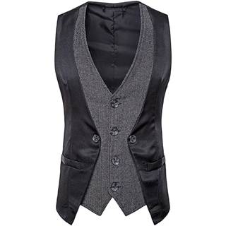 Gilet en tweed à chevrons Style britannique rétro M64 - Zadaos - Noir XL
