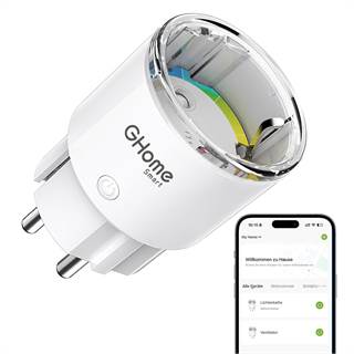 GHome Smart Mini Prise Connectée WiFi avec Mesure de Consommation - Compatible Alexa & Google Home