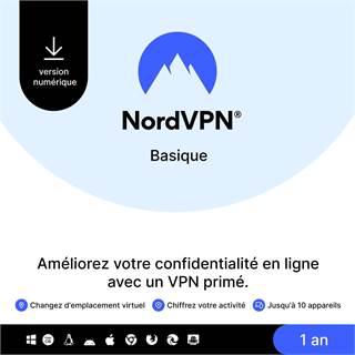 NordVPN Basique - Abonnement 1 An, 10 Appareils, Code Numérique