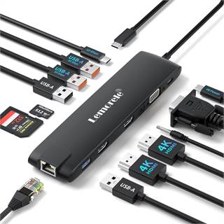 Lemorele Station d'accueil USB-C 13-en-1 Dual HDMI 4K