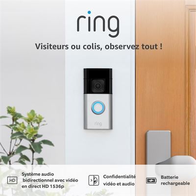 Ring Sonnette Vidéo Plus sans fil - HD 1536p
