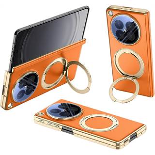 Coque Oppo Find N6 en Cuir - Protection Chocs & Support Rotatif - Orange