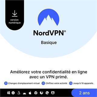 Photo NordVPN Basique - Abonnement 2 Ans, 10 Appareils, Code Numérique - 67,99 EUR
