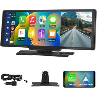 Podofo Autoradio 10,26" CarPlay Android Auto Portable avec Caméra Arrière