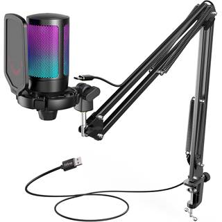 FIFINE Micro USB Gaming avec bras, condensateur & RGB – Streaming
