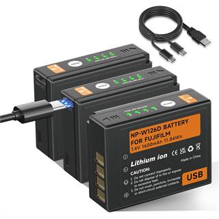 Pack de 3 batteries NP-W126S 1600 mAh – Compatible Fuji X‑Series